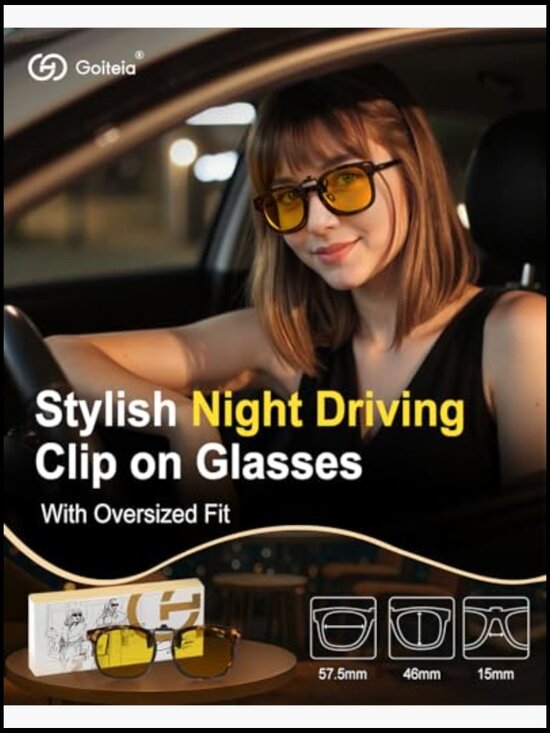 Oversized Clip-On Night Driving Sunglasses Polarized Anti Glare main image 6